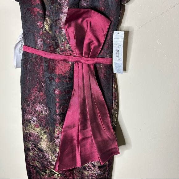 Kay Unger Layne Jacquard Column Formal Dress Lined Bow Side Slit Size 2 NWT - Picture 5 of 13